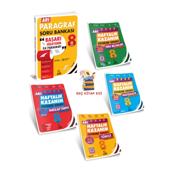 ARI YAYINCILIK 8. Sınıf Arı Paragraf Soru Bankası-Türkçe-Matematik-Fen-İnkilap Kazanım Deneme