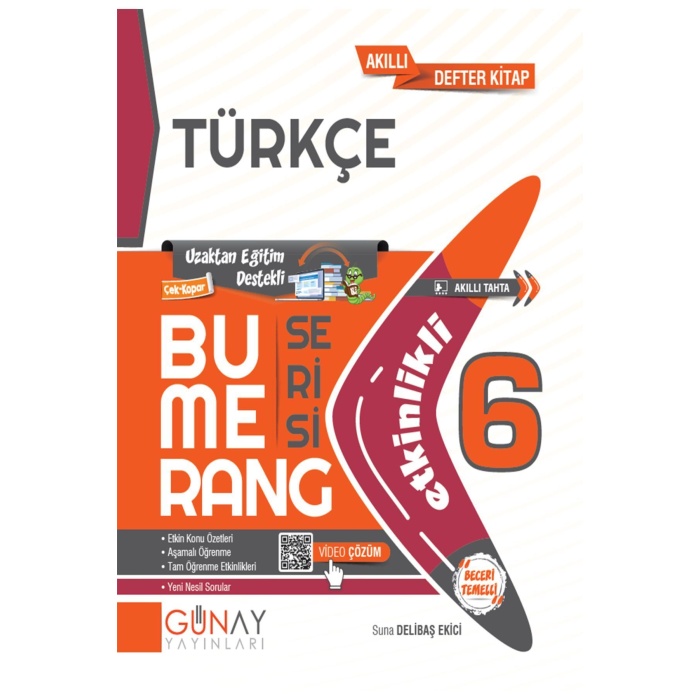 Günay Yayınları 6.Sınıf Bumerang Türkçe Etkinlikli Akıllı Kitap 2023-2024