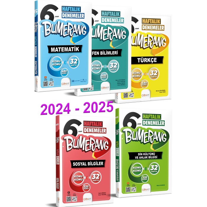 2024 2025 6.Sınıf Bumerang Serisi 32 Haftalık Deneme Seti 5 Ders (Soru Bankası Hediye)