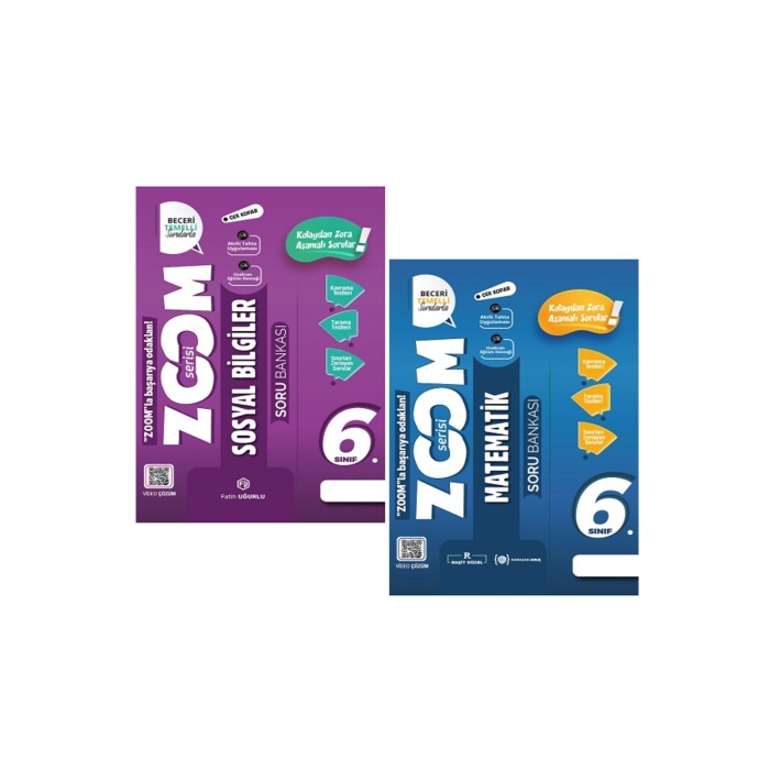 6.Sınıf Günay ZOOM Matematik / Sosyal Bilgiler Soru Bankaları / 2 KİTAP SET / YENİ NESİL