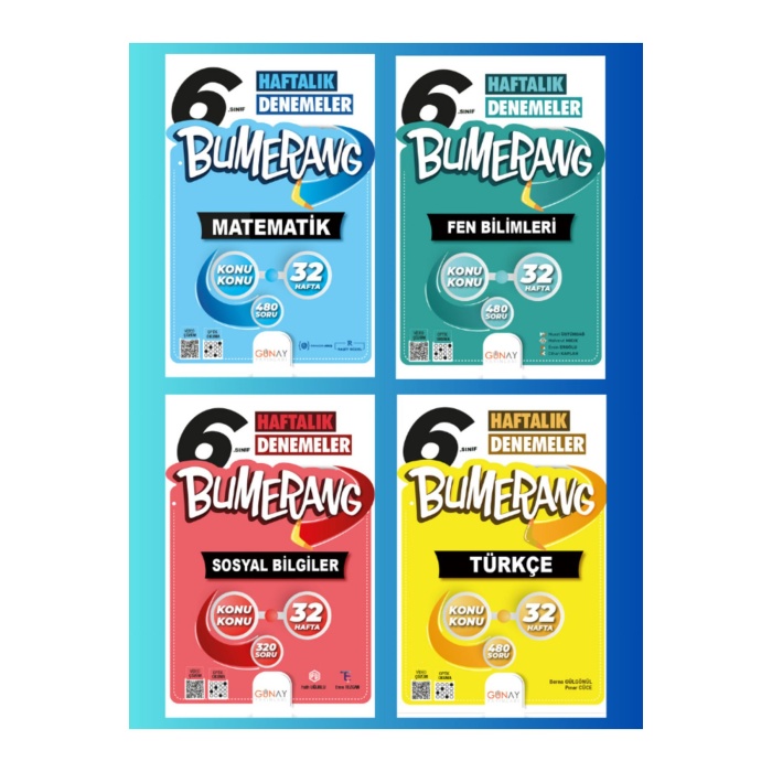 Günay Yayınları 6.sınıf bumerang 32 hafta deneme seti ( matematik-fen-türkçe-sosyal)