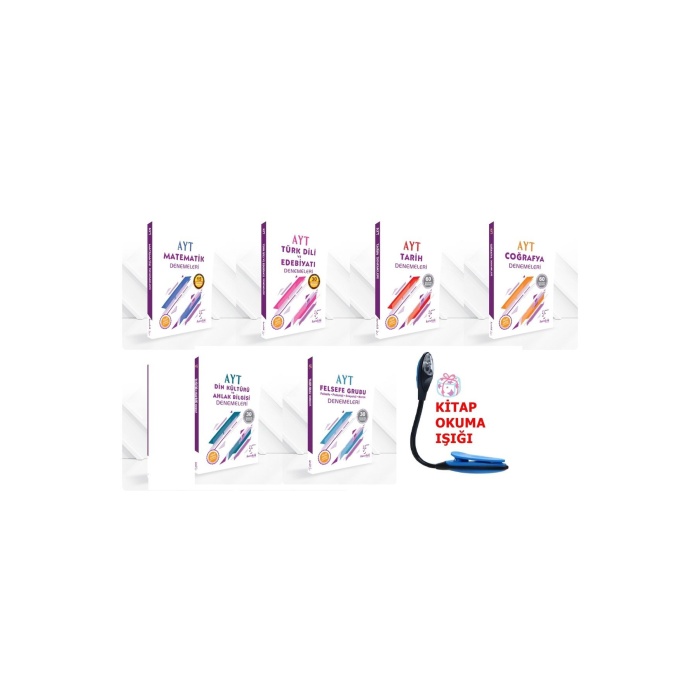 Karekök Yayın. AYT Eşit Ağırlık Tüm Dersler Çözümlü Deneme Seti Kazandıran Set + Kitap Okuma Işığ