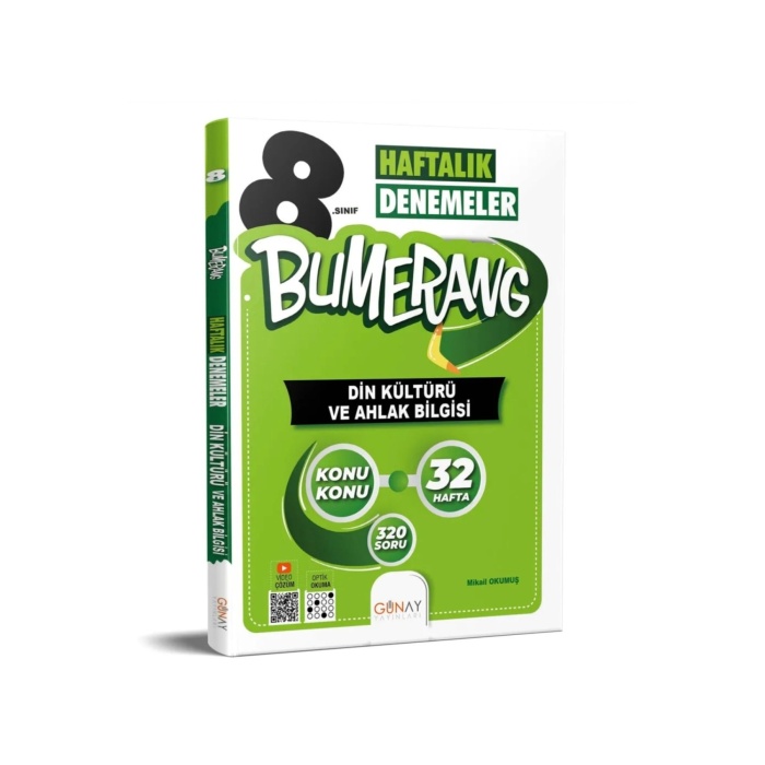 GÜNAY YAYINLARI 8.SINIF BUMERANG 32 HAFTALIK DİN KÜLTÜRÜ VE AHLAK BİLGİSİ DENEMELERİ