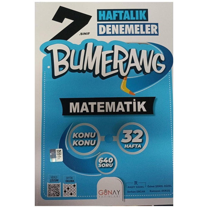 Bumerang 7. Sınıf Matematik Haftalık Denemeler / Kolektif / Günay Yayınları / 9786258331677