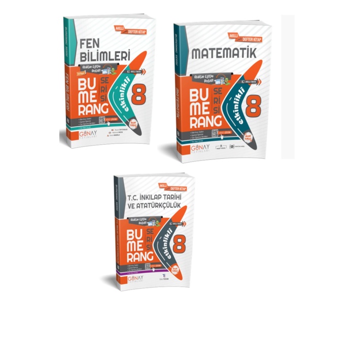Günay Yayınları 8. Sınıf Bumerang Matematik + Fen + İnkılap 3 lü set