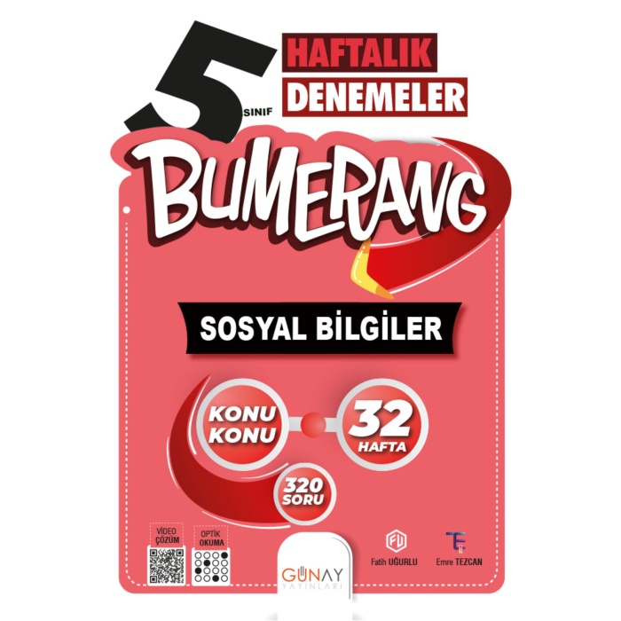 5. Sınıf Bumerang 32 Haftalık Sosyal Bilgiler Denemeleri / Günay Yayınları / 9786258331004