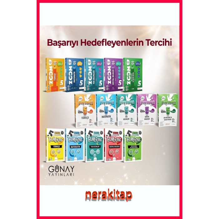 günay yayınları 5sınıf  5 bumerang etkinlikli, 5 zoom, 5 haftalık deneme (15 ürün)