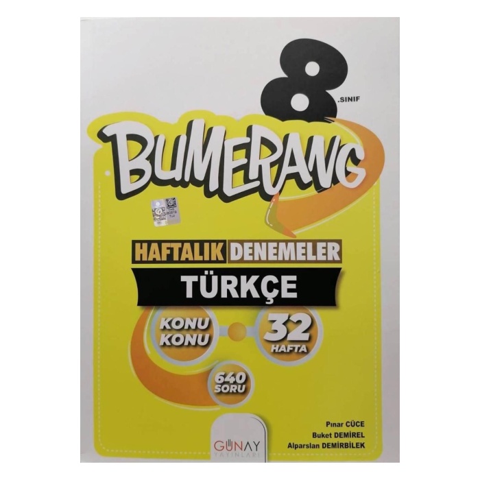 8. Sınıf Bumerang Haftalık Denemeler Türkçe (2022-2023) Günay Yayınları