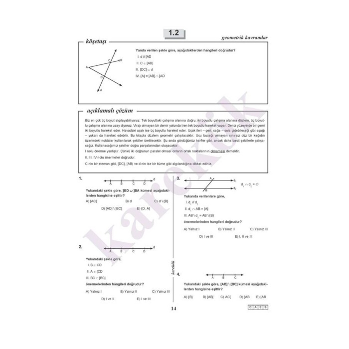 Yeni Bas. Karekök Yayınları Güncel TYT-AYT Geometri 1.Kitap Konu Anlatımlı Çözümlü Soru MPS (MOD