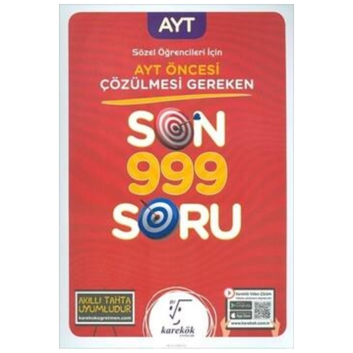 Ayt Sözel Öğrencileri İçin Ayt Öncesi Son 999 Soru Karakök Yayınları