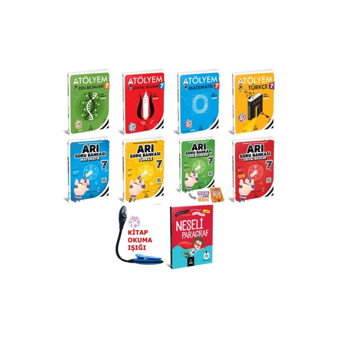 7 Sınıf Tüm Dersler Atölyem Seri + Soru Serisi Kazanım Ve Beceri Temelli Soru Set+ Kitap Okuma Işığı