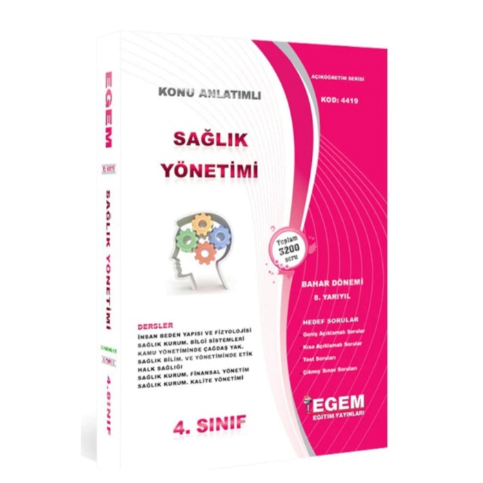Aöf Sağlık Yönetimi 4.sınıf 8.yarıyıl Bahar Dönemi Konu Anlatımlı Soru Bankası