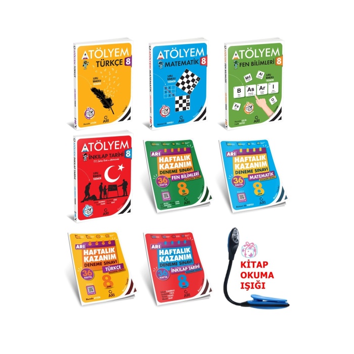 8 Sınıf Tüm Dersler Beceri Temelli Sorularla Atölyem Serisi + 32 Haftalık Deneme Seti + Hediye Lamba