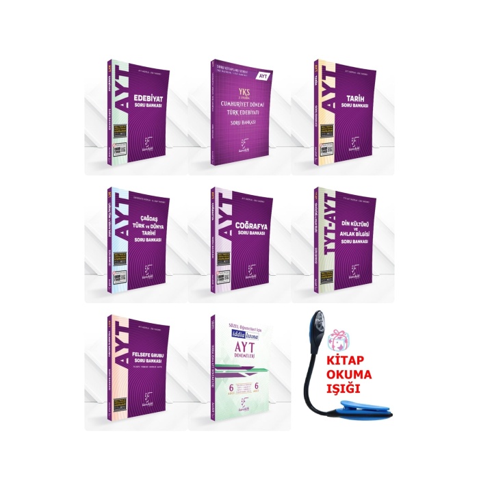 AYT Sözel Tüm Dersler Soru Bankası Kazanım Soruları + 6 Lı Deneme + Kitap Okuma Işığı Hediye