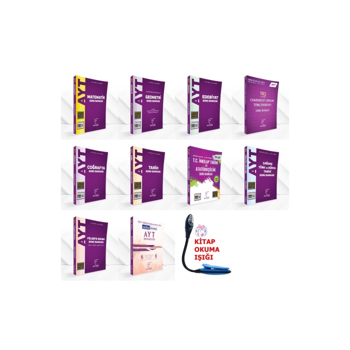AYT Eşit Ağırlık Tüm Dersler Soru Bankası + 6 Lı Deneme + Kitap Okuma Işığı Hediye