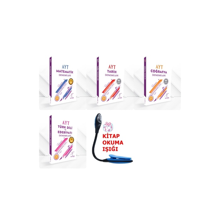 Karekök Yayın. AYT Eşit Ağırlık Tüm Dersler Çözümlü Deneme Kazandıran Set + Kitap Okuma Işığı Hed