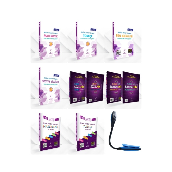 6 Sınıf Tüm Dersler Güçlendiren Konu Anlatımı Ve ROS Ve Mix Soru Bank. + Kitap Okuma Işığı Hediyeli