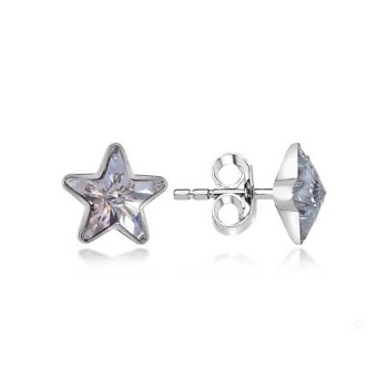 Swarovski Crystal Taşlı Gümüş Yıldız Çivili Kadın Küpe