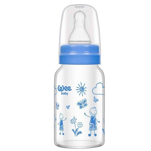 Wee Baby Isıya Dayanıklı Cam Biberon 120 ML - Mavi - Kod: 770