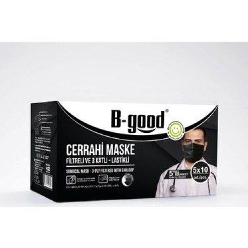 B-GOOD Siyah Cerahi Maske 50 Adet (1 Paket)