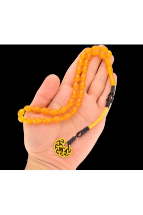 Sarı Sıkma Kehribar Tesbih - KEH0110