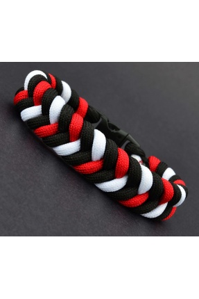 Siyah Kırmızı Beyaz Paracord Bileklik - PAR0007