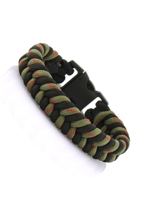 Kamuflaj Yeşil Siyah Paracord Bileklik - PAR0096