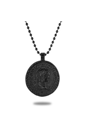 Mat Siyah Antonınvs Roma Antik Para Madalyon Kolye - CAZ0225
