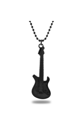 Mat Siyah Elektro Gitar Kolye - CAZ0234