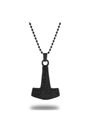 Mat Siyah Viking Hammer Çekiç Kolye - CAZ0161