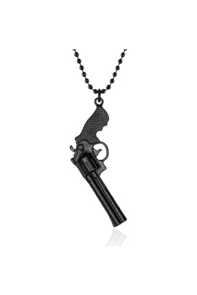 Mat Siyah Smith Wesson 6 Patlar Silah Kolye - CAZ0296