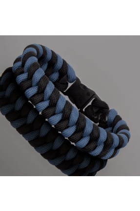 Açık Mavi Siyah Çift Renk Yılan Örgü Survival Paracord Bileklik - PAR0118