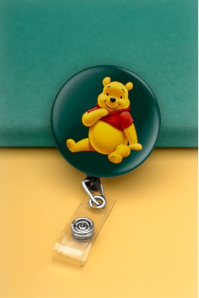 Winnie The Pooh Metal Buton Yoyo Yaka Kartığı Kart Tutucu Yoyo Kartlık - MBY0002
