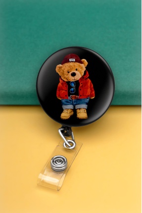 Teddy Bear Metal Buton Yoyo Yaka Kartığı Kart Tutucu Yoyo Kartlık - MBY0007