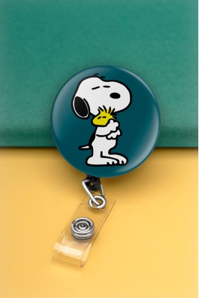 Snoopy Metal Buton Yoyo Yaka Kartığı Kart Tutucu Yoyo Kartlık - MBY0018