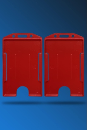 2 Adet Kırmızı Dikey Kart Kabı Kart Kılıfı Yaka Kartı Kart Koruyucu - KRR0020