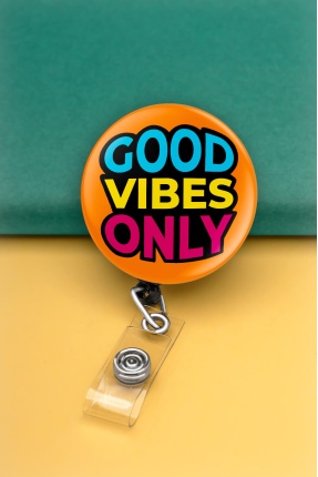 Good Vibes Only Buton Yoyo Yaka Kartığı Kart Tutucu Yoyo Kartlık - MBY0043