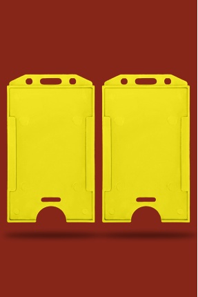 2 Adet Sarı Dikey Kart Kabı Kart Kılıfı Yaka Kartı Kart Koruyucu - KRR0029