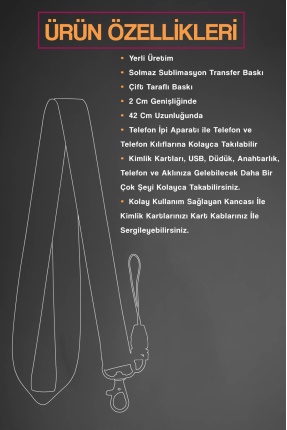 Yaprak Desenli Yaka Kartı Aksesuar Boyun İpi Boyun Aski İpi Telefon Askısı - ASK0328