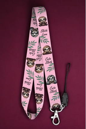 Cute Sloth Desenli Boyun Askı İpi Yaka Kartı Kimlik Askısı Telefon Aksesuarı - ASK0335