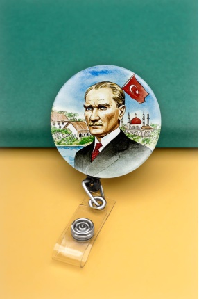 Mustafa Kemal Atatürk Buton Yoyo Yaka Kartığı Kart Tutucu Yoyo Kartlık - MBY0054