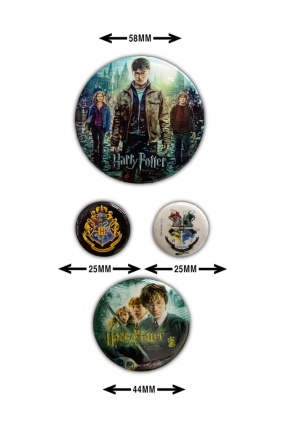 Harry Potter Resimli 4 Lü İğneli Buton Rozet Broş Çanta Rozeti - BTT0003
