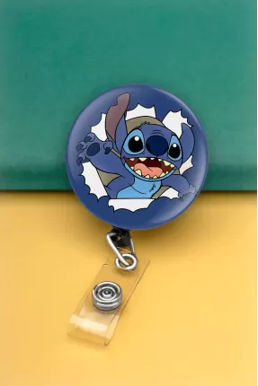 Mavi Desenli Metal Buton Yoyo Yaka Kartığı Kart Tutucu Yoyo Kartlık - MBY0083