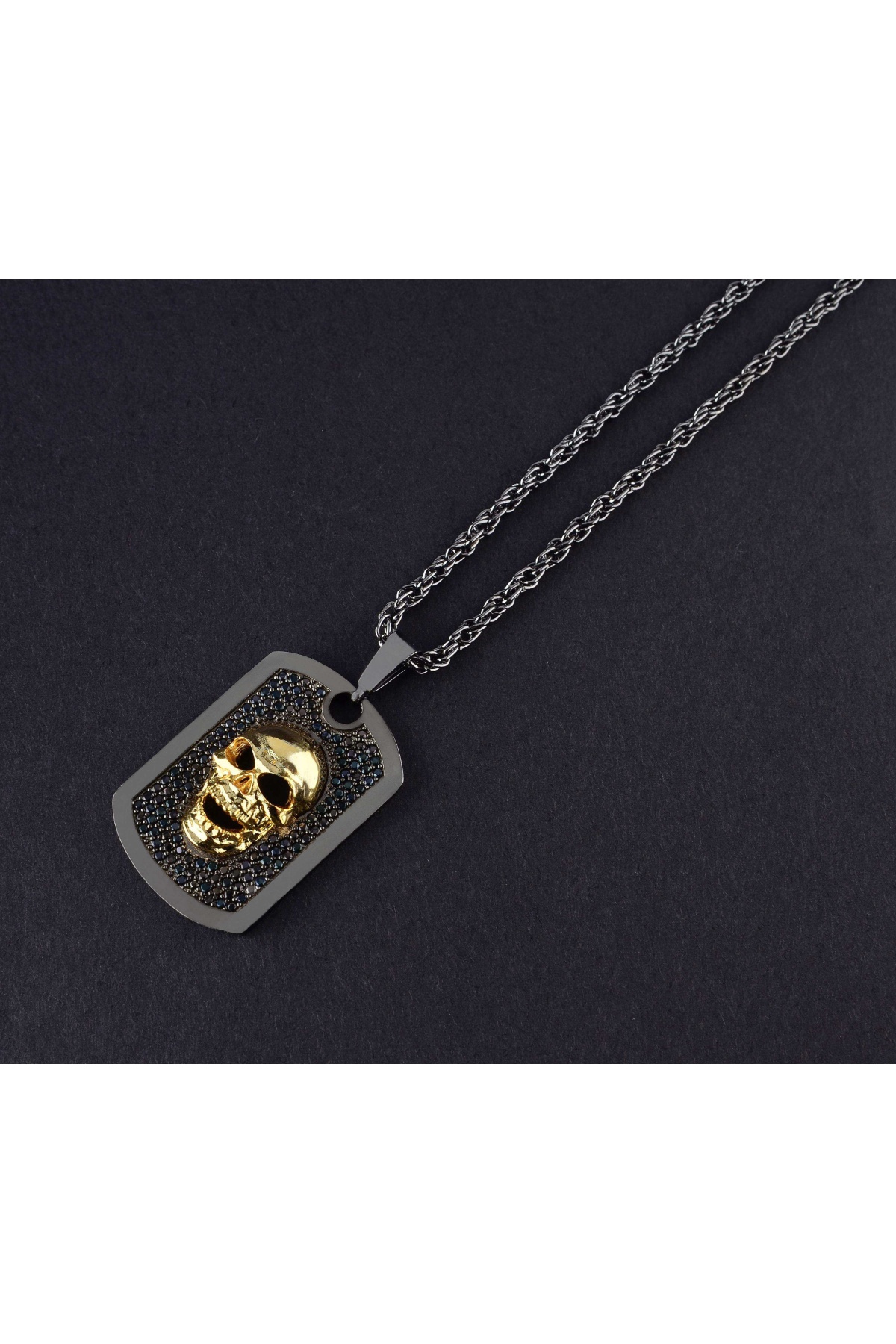 ZCN Gold Skull Black Necklace - ZCN0005