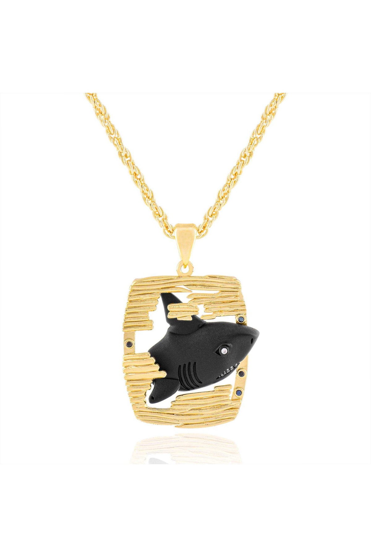 ZCN Sarı Siyah 3D Köpek Balığı Kolye - ZCN0071