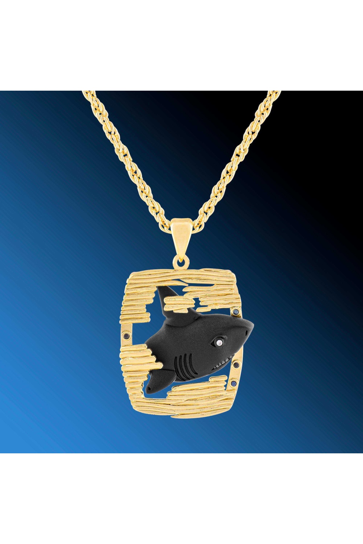 ZCN Sarı Siyah 3D Köpek Balığı Kolye - ZCN0071