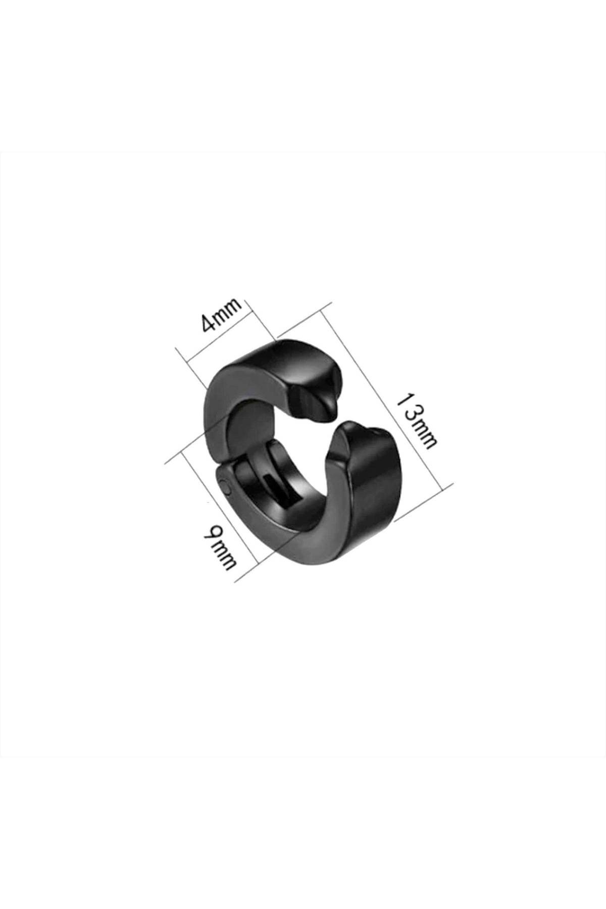 Unisex Deliksiz Sıkıştırma Siyah Paslanmaz Çelik Küpe - KÜP0004