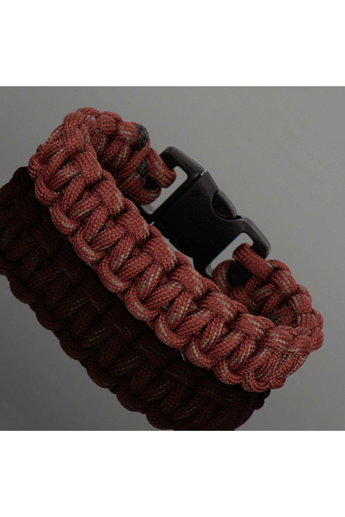 Eskitme Kırmızı Survival Paracord Kamp Bilekliği - PAR0110