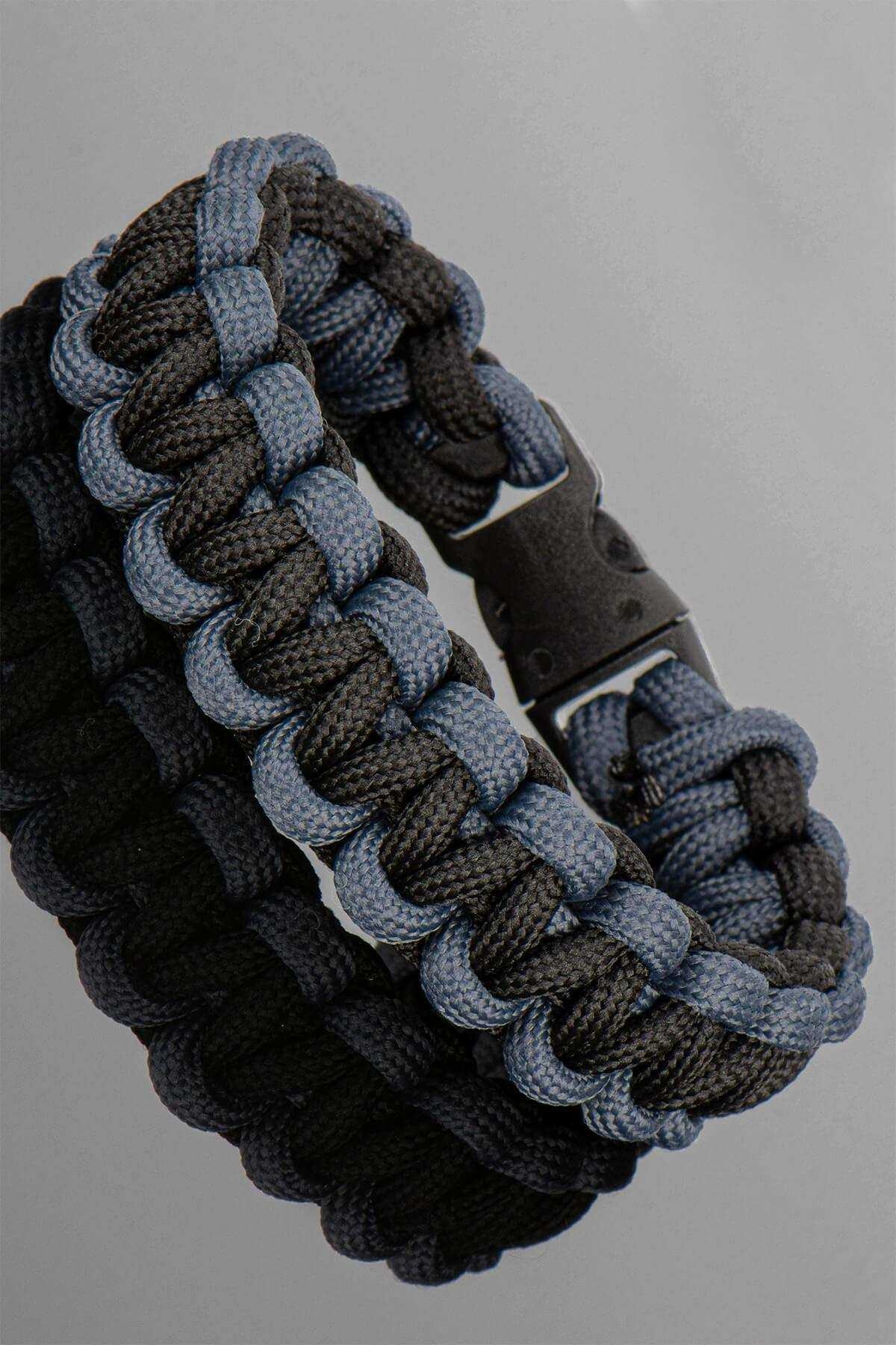 Salamur Grisi ve Siyah Survival Paracord Bileklik - PAR0115