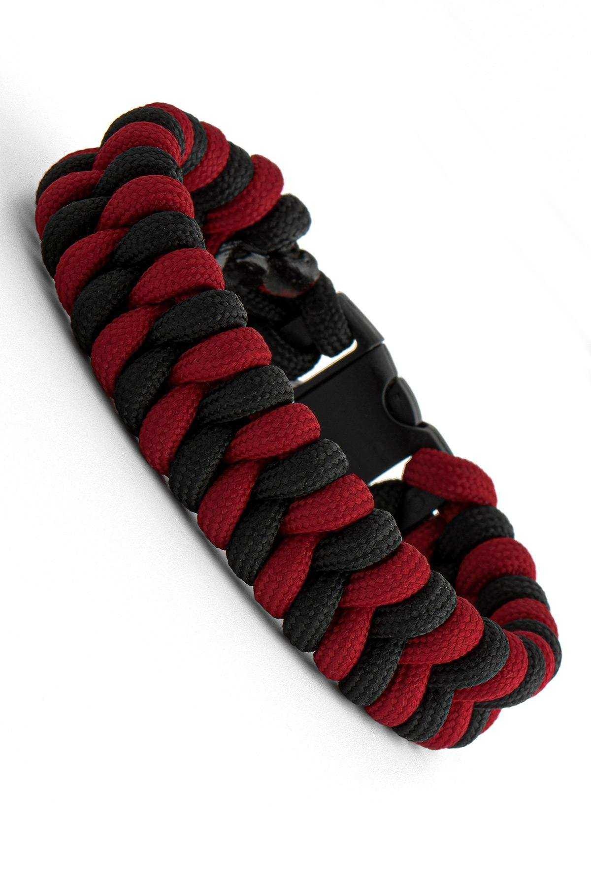 Kırmızı Siyah Survival Yılan Paracord Bileklik - PAR0117